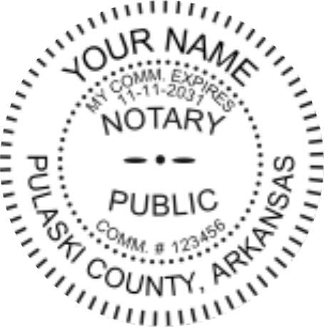 Arkansas Notary Seal Embosser, Pocket Model, Shiny Brand, Pink, Sample Impression Image, 1.6 Inches